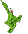 North Island map showing Coromandel Peninsula
